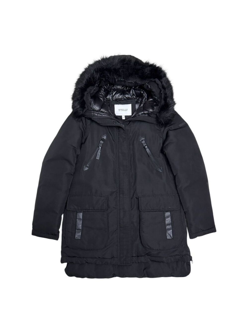 DEREK LAM 10 CROSBY Faux Fur Luxury Designer Winter Puffer Parka Coat Womens M - Picture 2 of 9